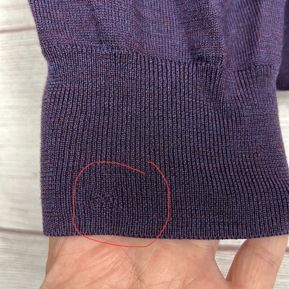 Brooks Brothers Saxxon Fine Merino Wool Purple V-neck Sweater Pullover XXL - Picture 12 of 12